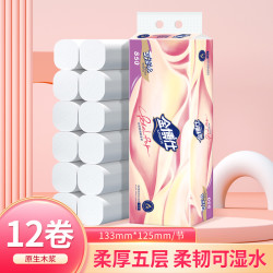 金博仕 12卷850g卷纸厕纸舒适家用柔韧细腻学校卫生纸一件