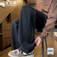 马克华菲 秋冬美式运动裤男款时尚卫裤宽松长裤直筒阔腿黑色裤子