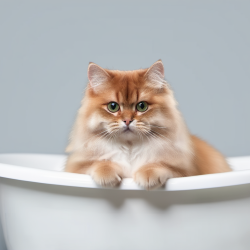 长毛猫洗澡