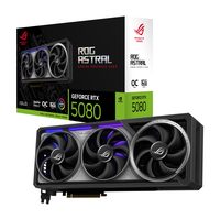 华硕 ROG Astral GeForce RTX™ 5080 OC 版游戏显卡(PCIe® 5.0,16GB GDDR7,HDMI®/DP 2.1,3.8 插槽,4 个风扇设计,轴向技术风扇,专利蒸汽室,相变GPU 隔热垫)