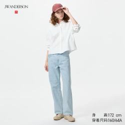 优衣库 直筒牛仔裤/水洗产品常规款女装中腰休闲裤子482279 62 粉蓝色 22 /150/56A