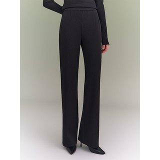 哥弟 高腰修身竖条纹 女士休闲裤