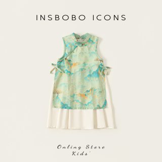 移动端：insbobo 汉服女童女童夏装连衣裙新中式唐装儿童裙子2024洋气女宝童装