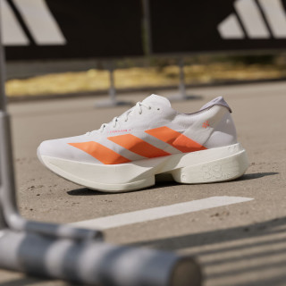 PLUS会员：adidas ADIZERO ADIOS PRO 4超轻马拉松专业竞速碳柱跑鞋阿迪达斯 白色/亮橙黄/亮红色   42.5