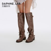 DAPHNE LAB DaphneLab方糖骑士靴2026秋冬棕色两穿骑士靴裤管机车靴女款靴子