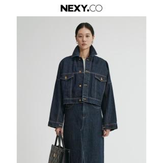 NEXY.CO 春秋百搭100棉短款POLO领时尚牛仔外