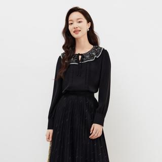 Koradior 珂莱蒂尔 花边圆领长袖套头衬衫