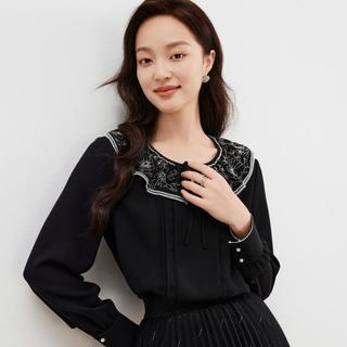 Koradior 珂莱蒂尔 花边圆领长袖套头衬衫