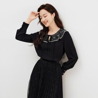 Koradior 珂莱蒂尔 花边圆领长袖套头衬衫
