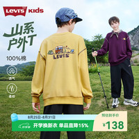 Levi's 男童卫衣圆领长袖T恤2026秋季新款儿童山系户外青少年 轻声绿 160 /80