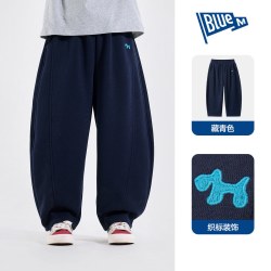 bluem 秋季卫裤男孩弯刀裤大童童装宽松A类