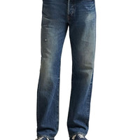 RALPH LAUREN Heritage 系列蓝色直筒做旧牛仔裤