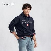 GANT 25秋冬男士卫衣棉质连帽字母刺绣加绒复古上衣