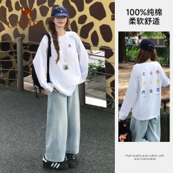 骆驼 柔棉重磅圆领长袖T恤