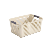 纳份爱 日式塑料收纳筐 奶油色 27*18*13cm 3件套