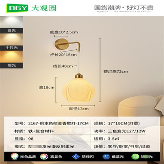 大观园 485O 2167 铜本色 郁金香壁灯 17CM 三色
