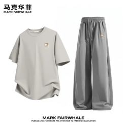 马克华菲 JMK艺术框框 纯棉透气短袖冰丝长裤  男士休闲两件套