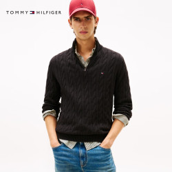 TOMMY HILFIGER 休闲半拉链 绞花针织衫