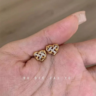 洛梵欣饰 甜心曲奇mini曲奇爱心耳钉小众设计精致轻奢感耳 黄金色/曲奇爱心耳钉
