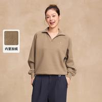 Champion 秋季女士加绒卫衣POLO领休闲短款小个子