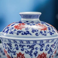 禾器 莲瑞套组 青花瓷盖碗托盘套装 160ml+125ml