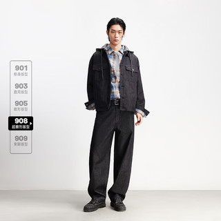 杰克琼斯 26年春季廓形宽松弯刀牛仔裤 A15黑色 W30/L30