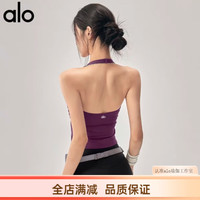 Alo yoga 健身带胸垫运动背心防震跑步训练内衣外穿挂脖美背瑜伽服上衣女款 深紫色 S