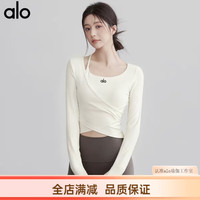 Alo yoga 带胸垫瑜伽服长袖女显瘦运动上衣专业训练普拉提运动健身服套装女 米白色 L