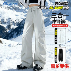 诚品 冲锋裤三合一男女秋冬季户外防风防水工装裤加绒加厚登山滑雪裤子