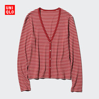 优衣库 罗纹V领开衫女装开衫489398 16 红色 M