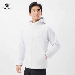 卡尔美 软壳风衣男外套防泼水防风户外连帽加绒运动夹克冲锋