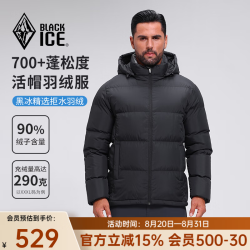 黑冰 25款户外男700蓬羽绒服加厚防风保暖抗静电活帽羽绒服 F8905MJ 黑色 3XL