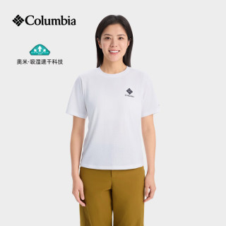 Columbia 26春夏哥伦比亚短袖T恤女户外舒适透气吸湿速干圆领半袖t恤XR6735 101 L