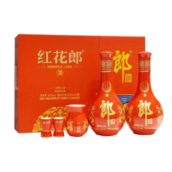 郎酒 红花郎十 53度500ml酱香型白酒 红花郎10 53度 500mL 2瓶 礼盒装 有手提袋