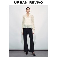 UR UR2026夏季新款女装时尚休闲简约百搭松紧腰喇叭裤UWM660022+ 黑色 XS