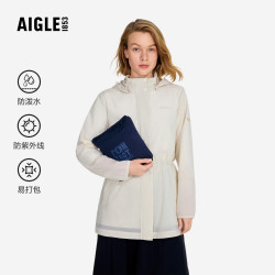 AIGLE 轻量夹克春夏WR防泼水UVC防晒衣户外中长款 轻淡绿色 AW812 38 (16