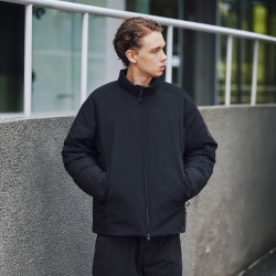 「班班DW」90白鹅绒CORDURA极简立领羽绒服夹克外套男冬季 黑色 XL