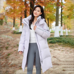坦博尔 羽绒服女中长款学院风可脱卸帽潮流运动外套TEF550808D 伊莎紫 M (165)