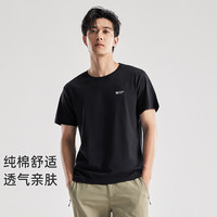 拓路者 夏季圆领纯棉舒适百搭印花轻户外休闲短袖T恤潮流宽松透气半袖男 黑色-雪山logo M