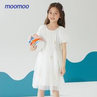 百亿补贴：莫莫 美特斯邦威旗下moomoo童装女童泡泡袖连衣裙休闲夏新款网纱裙装