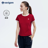 navigare 意大利小帆船户外薄款修身短袖T恤女2026夏季圆领套头衫