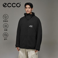 ecco 防泼水防晒防风连帽外套 男式外套EW251J011M 黑色2XL(185/108B)