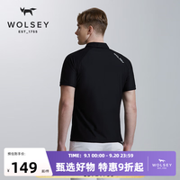 WOLSEY 高地UPLAND凉感弹力Polo衫防晒户外运动吸湿翻领短袖T恤男 暗夜黑色 L  175