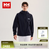 海丽汉森hh26秋男款砺风专业户外防风耐磨内里抓绒连帽软壳外套 黑色 2XL