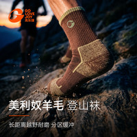 GOLOVEJOY 高乐捷美利奴羊毛袜男徒步登山抑菌透气减震专业户外运动跑步棕L