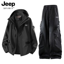 JEEP SPIRIT 吉普冲锋衣套装男三合一春夏季户外爬山运动滑雪服衣服穿搭一整套