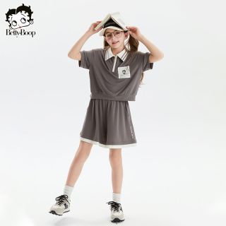 百亿补贴：贝蒂 童装女童美式运动短袖T恤裤子套装2026年夏季儿童大童两件套