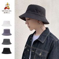 稻草人 帽子男渔夫帽潮夏季遮阳防晒紫外线太阳帽女春秋大头围遮脸 高雅黑丨单面透气孔款