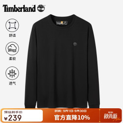 Timberland T恤男秋冬柔软舒适休闲透气耐磨圆领长袖上衣A5XVK 黑灰 XL