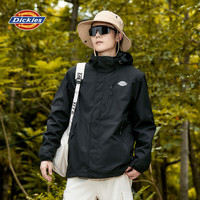 Dickies 冲锋衣男三合一连帽登山服抓绒衣情侣外套七夕礼物 黑色 4XL